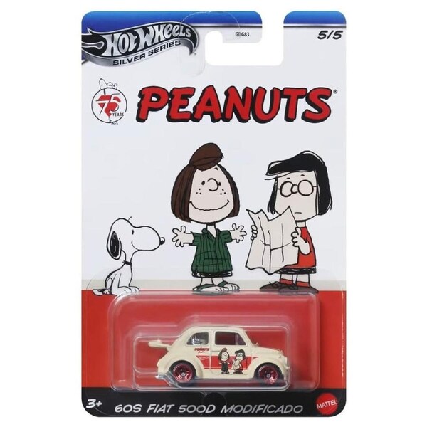 Hot Wheels Silver Series Peanuts 60s Fiat 500D Modificado Diecast Car