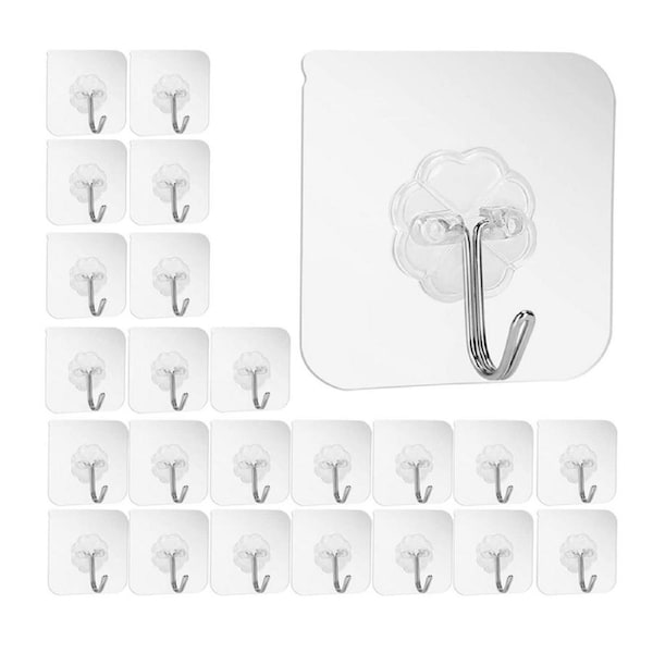 20Pcs Transparent Strong Self Adhesive Door Wall Hangers Hooks wall hooks