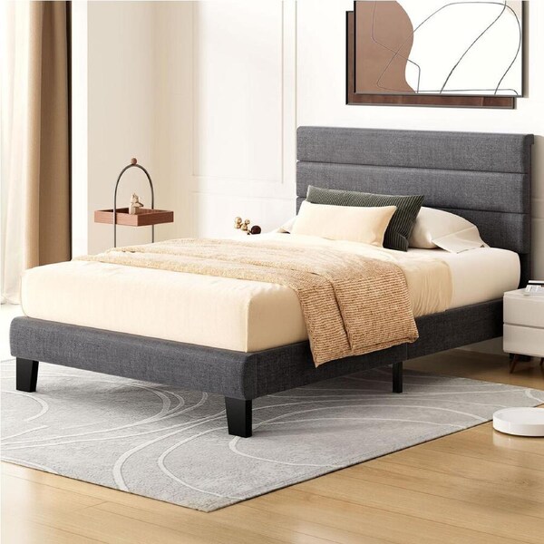 ALFORDSON Bed Frame King Single Upholstered Platform Grey Fabric HARLENE