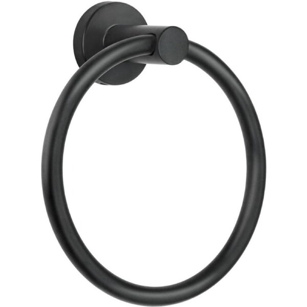 Black Towel Ring, Hand Towel Holder for Bathroom Wall Mounted, Bathroom Towel Holder,Bathroom Towel-Racks,Bathroom Hardware Simple Round Towel Hanger SUS 304 Stainless Steel (Black)