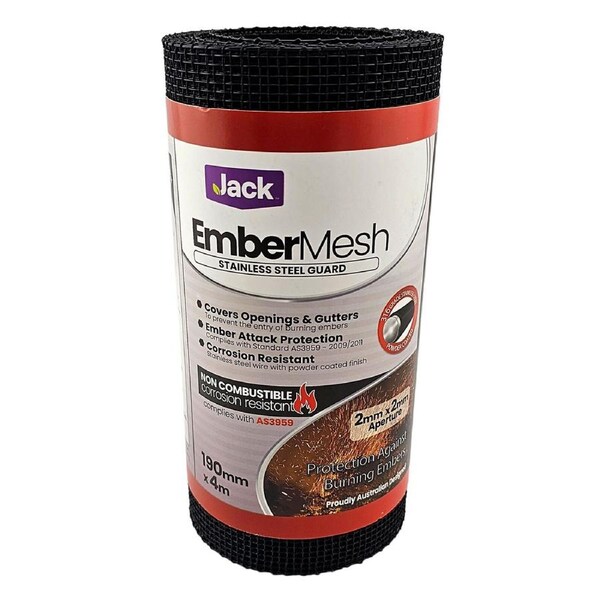 Jack 190mm x 4m EmberMesh Stainless Steel Gutter Guard - 20000