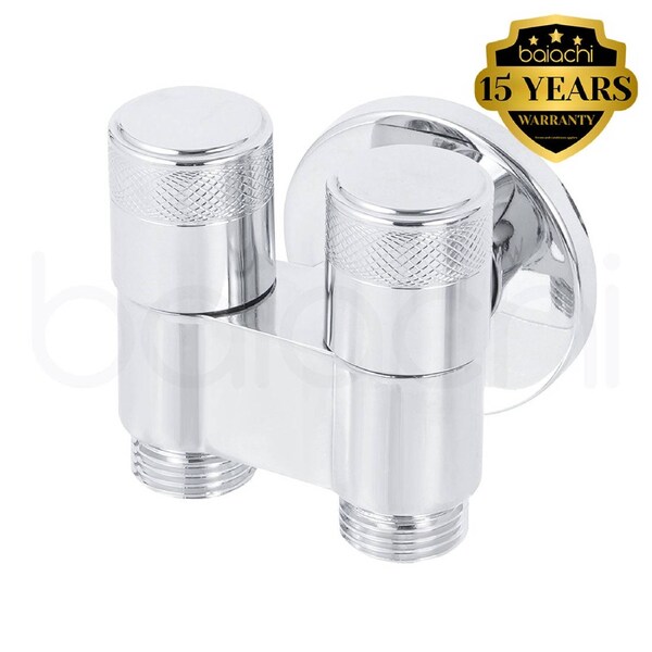 Baiachi Shattaf Twin Mini Cistern Stop Stainless Steel Quarter Turn with Backflow Valve Chrome