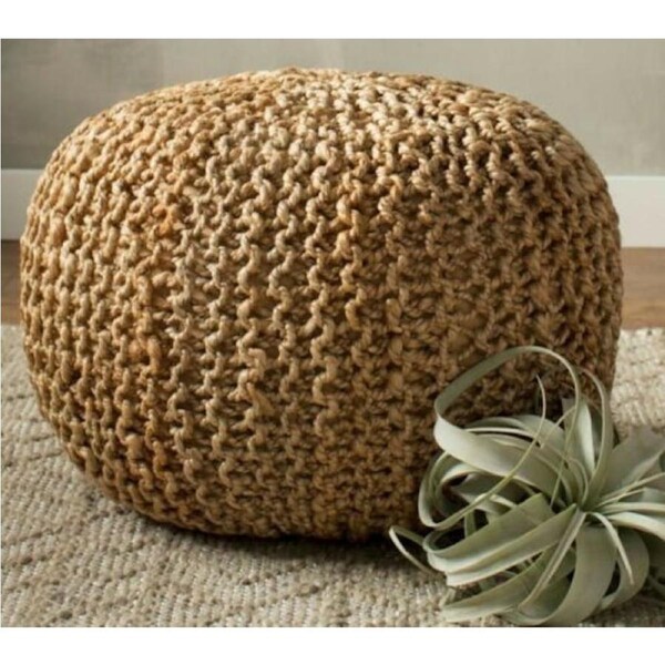 Braided Ottoman Jute Pouffe Footstool Hand Knitted