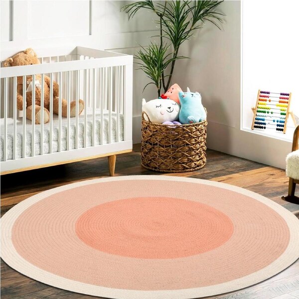 Bella Coral Off White Braided Reversible Kids Rug