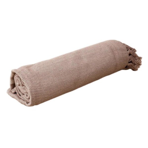 Woven Natural Pink Bed Throw with Tassel