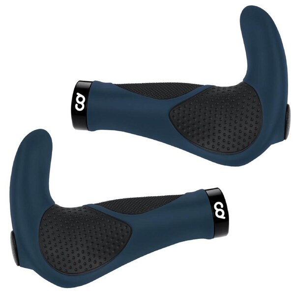 CyclingDeal Mountain Bike Grips Bicycle Handlebar Grips - Soft Gel Ergonomic Bike Handlebar Grips Anti-Slip Design MTB Grips with Bar Ends - Navy Blue