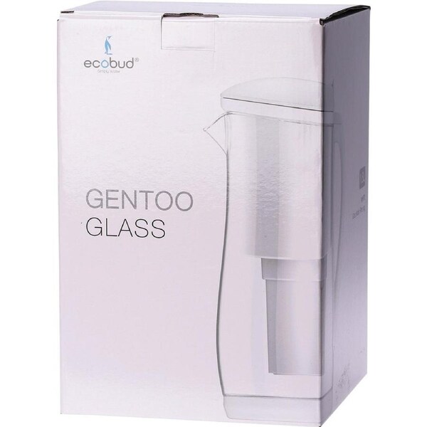 Ecobud Gentoo Glass Alkaline Water Filter Jug White 1.5L + 1 Cartridge
