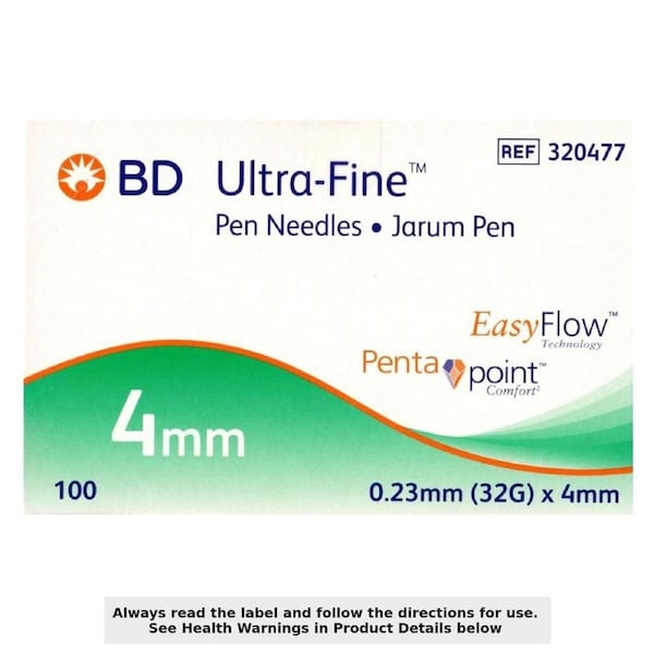 BD Ultra Fine Pen Needle 32g x 4mm 100 Pack