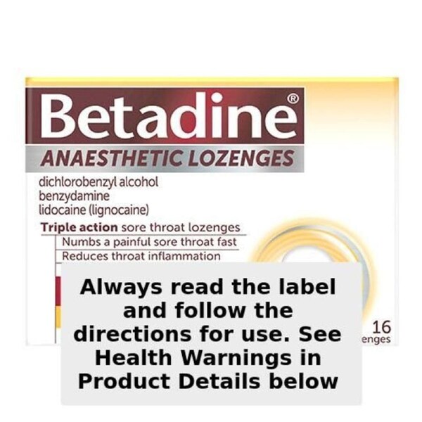 Betadine Anaesthetic Sore Throat Lozenges Honey & Lemon 16 Pack