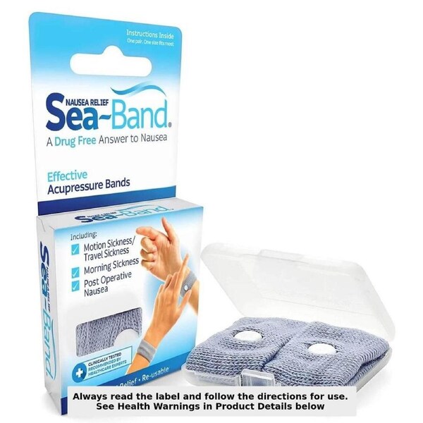 Sea Band Nausea Relief Wrist Bands for Adults Grey 1 Pair