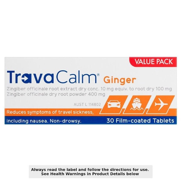 TravaCalm Travel Sickness Ginger 30 Tablets