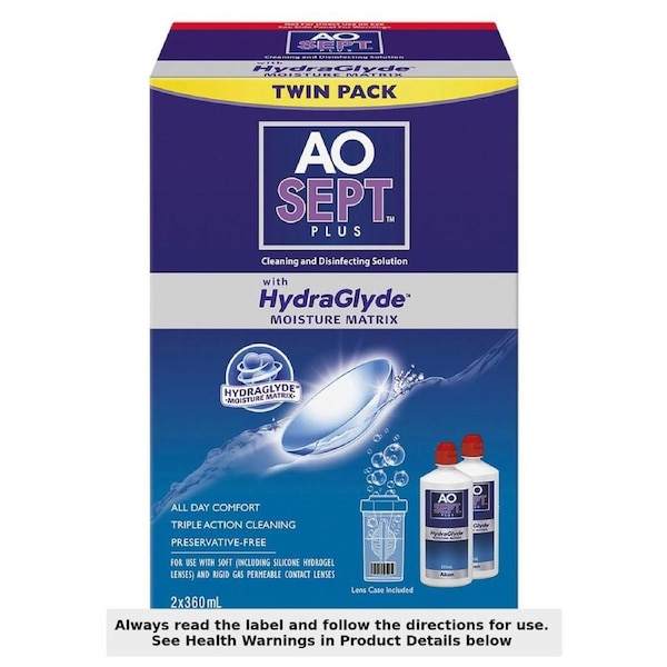 AoSept Plus HydraGlyde Twin Pack 2 x 360ml + Case