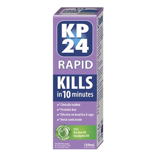 KP24 Rapid 10 Minute Head Lice Solution 150ml with Comb
