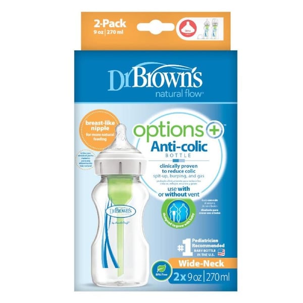 Dr Brown's Options+ Wide Neck Baby Bottle 2 x 270ml