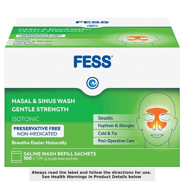 Fess Nasal & Sinus Wash Refills Gentle Strength 100 Sachets