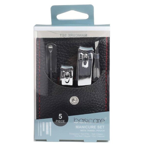 Basicare 5 Piece Manicure Set with Travel Pouch