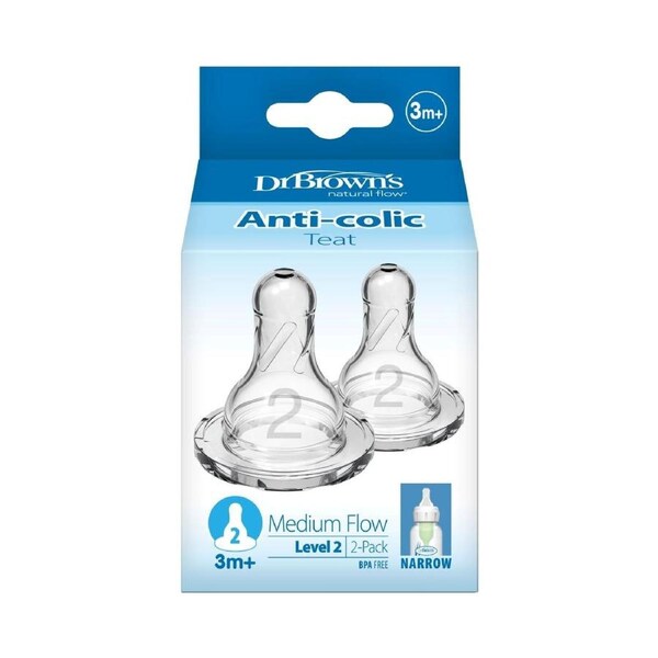 Dr Brown's Narrow Neck Level 2 Teats 2 Pack