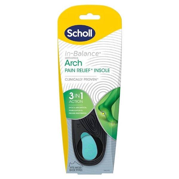 Scholl In-balance Arch Pain Relief Orthotic Insole Medium 1 Pair