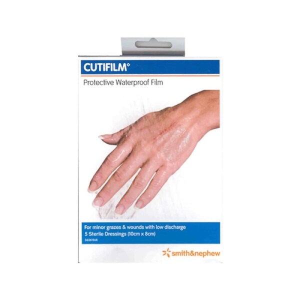 Cutifilm Protective Waterproof Film 10cm x 8cm 5 Pack by Smith & Nephew