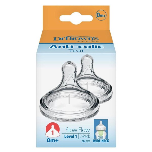 Dr Brown's Options+ Level 1 Wide Neck Teat 2 Pack