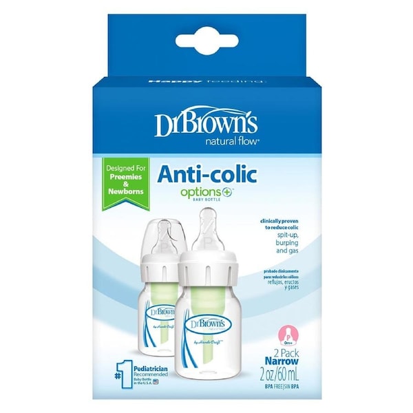 Dr Brown's Options Narrow Neck Bottle with Preemie Teat 2 x 60ml