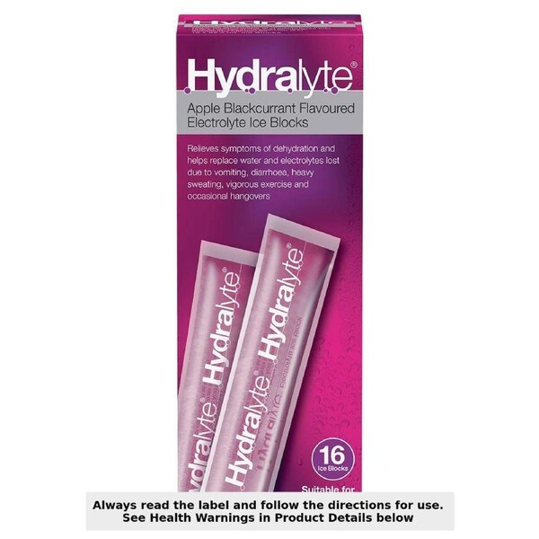 Hydralyte Electrolyte Ice Blocks Apple Blackcurrant 16 Pack