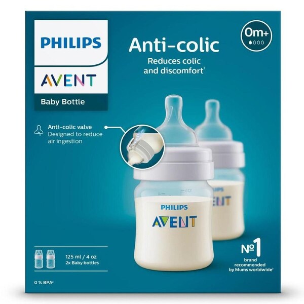 Avent Anti-Colic Baby Feeding Bottle BPA Free 2 x 125ml