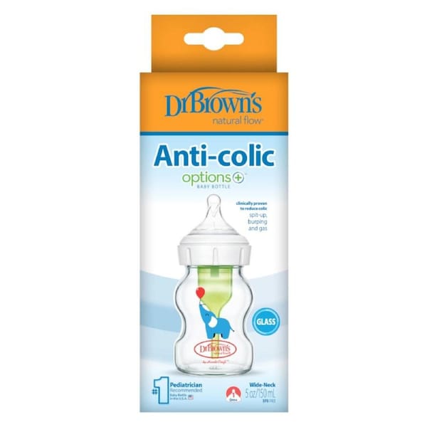 Dr Brown's Options+ Glass Wide Neck Baby Bottle 150ml