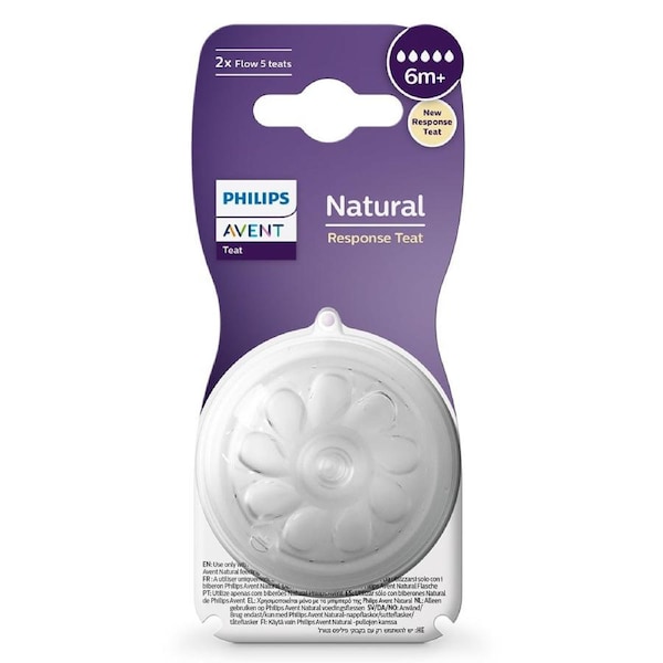 Avent Natural Response Teats 6 Months+ Flow 5 - 2 Pack