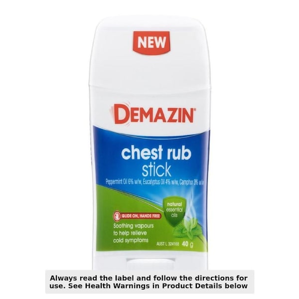 Demazin Chest Rub Stick Natural Essential Oils 40g