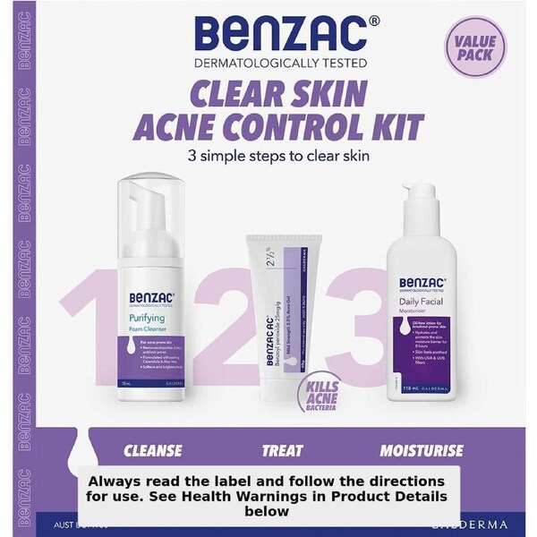 Benzac 3 Step Clear Skin Acne Control Kit