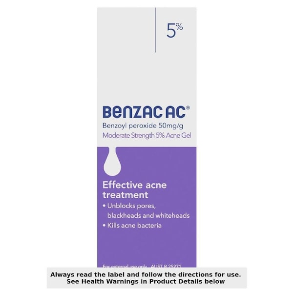 Benzac AC Moderate Strength 5.0% Acne Gel 60g