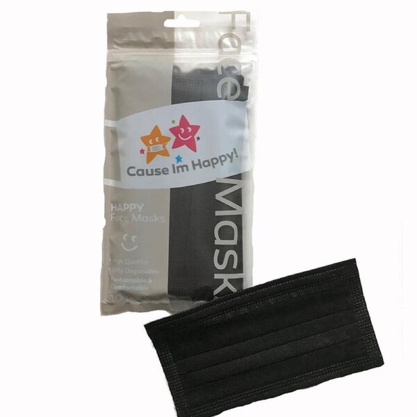 Cause Im Happy Face Mask Charcoal 10 Pack