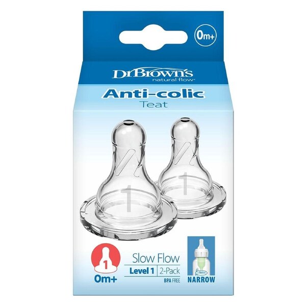 Dr Brown's Narrow Neck Level 1 Teats 2 Pack