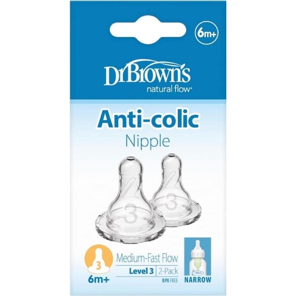 Dr Brown's Narrow Neck Level 3 Teats 2 Pack