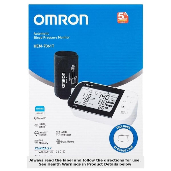Omron HEM7361T Advanced + AFIB Indicator Bluetooth Blood Pressure Monitor