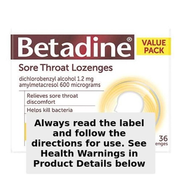 Betadine Sore Throat Lozenges Honey & Lemon 36 Pack