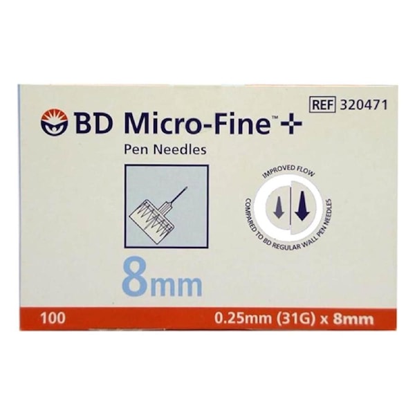 BD Microfine+ Pen Needles 31G x 8mm 100 Needles