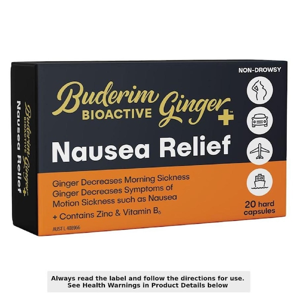 Buderim BioActive Ginger+ Nausea Relief 20 Capsules