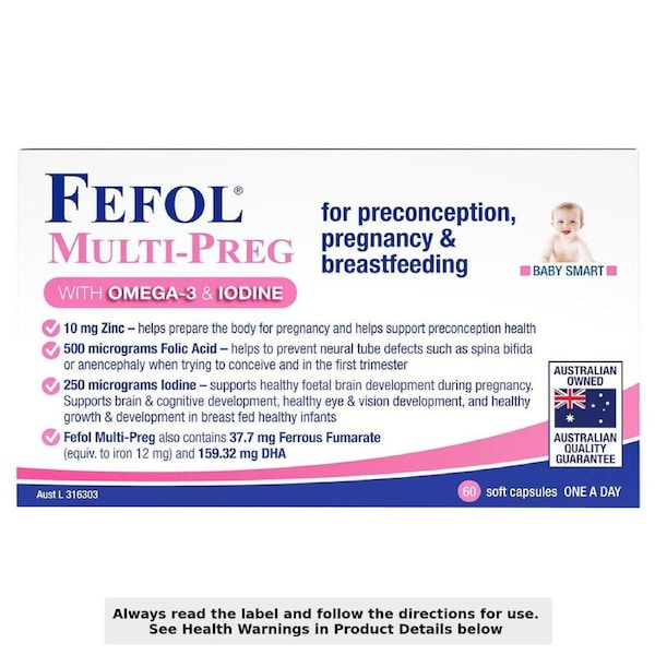Fefol Multi-Preg with Omega-3 & Iodine 60 Capsules