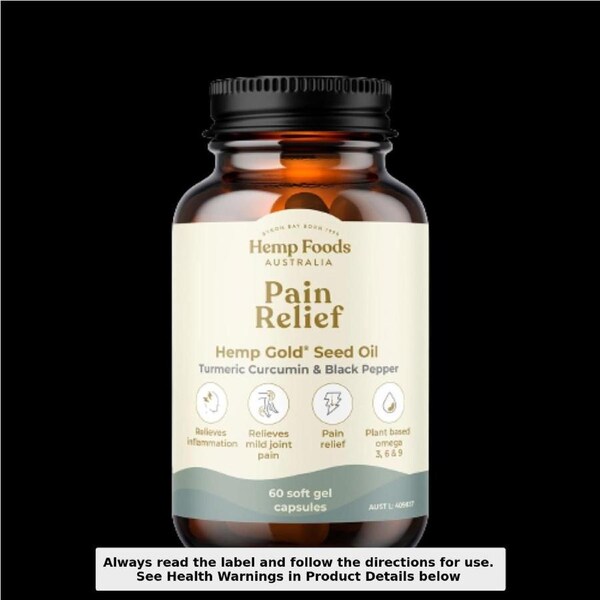 Hemp Foods Australia Pain Relief with Hemp Gold Seed Oil 60 Capsules