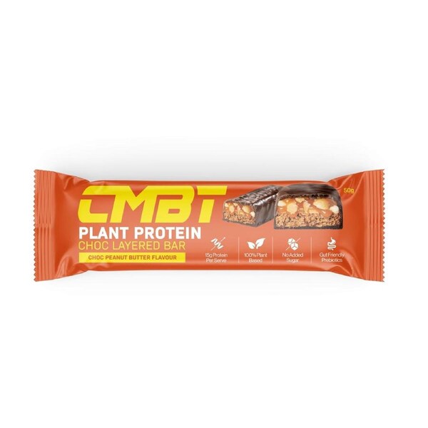 CMBT Layered Plant Protein Bar - Choc Peanut butter 12 x 50g