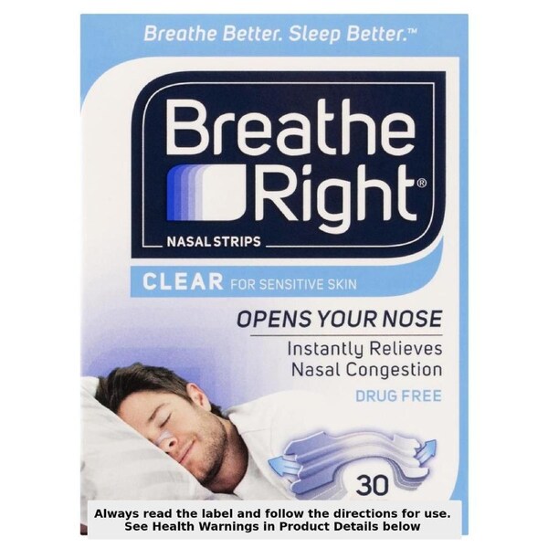 Breathe Right Clear Nasal Strips Large 30 Pack