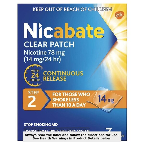 Nicabate Clear Patch 14mg Step 2 Quit Smoking 7 Patches