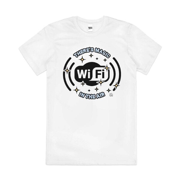 Wi-fi Magic Funny Geek Nerd Programmer Cotton T-Shirt Unisex Tee White M