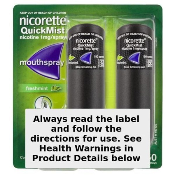 Nicorette Quit Smoking QuickMist Nicotine Mouth Spray Freshmint 2 x 150 Sprays