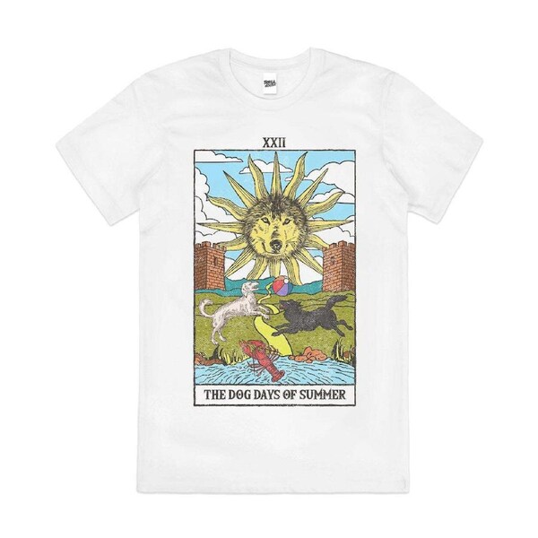 The Dog Days of Summer Tarot Card Artsy Cotton T-Shirt Unisex Tee White S