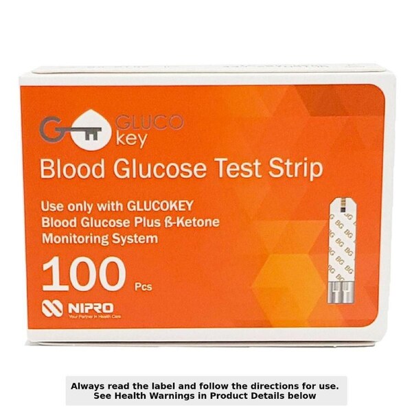 GlucoKey Blood Glucose Test Strips 100 Strips