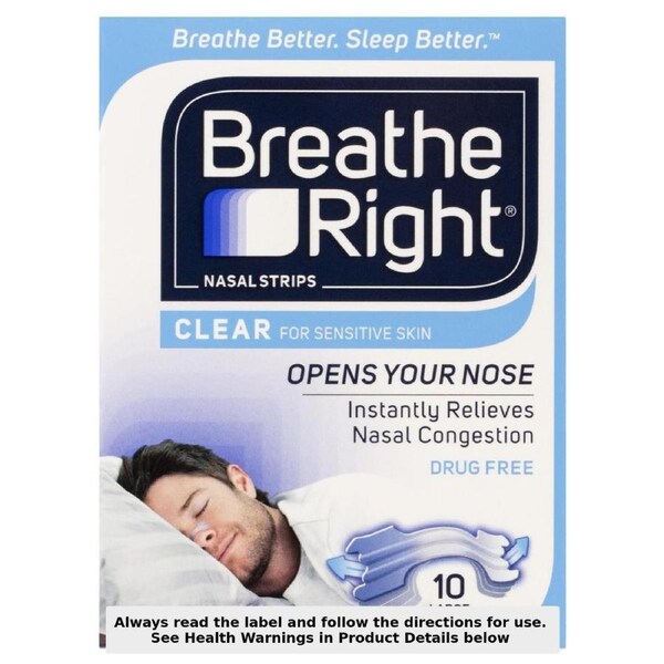 Breathe Right Nasal Strips Clear L 10 Pack