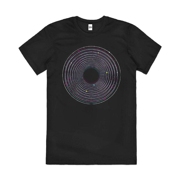 Solar System Space Astronomy Stars Artsy Cotton T-Shirt Unisex Tee Black L